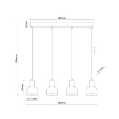 Hängeleuchte Metall Holz E27 Schwarz Holz 4-flammig