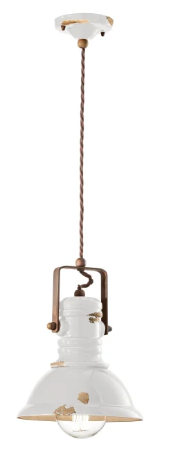 Hängeleuchte Metall Keramik E27 rund D: 23 cm Vintage