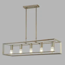 Hängeleuchte Metall länglich B: 90 cm in Silber-Gold E27