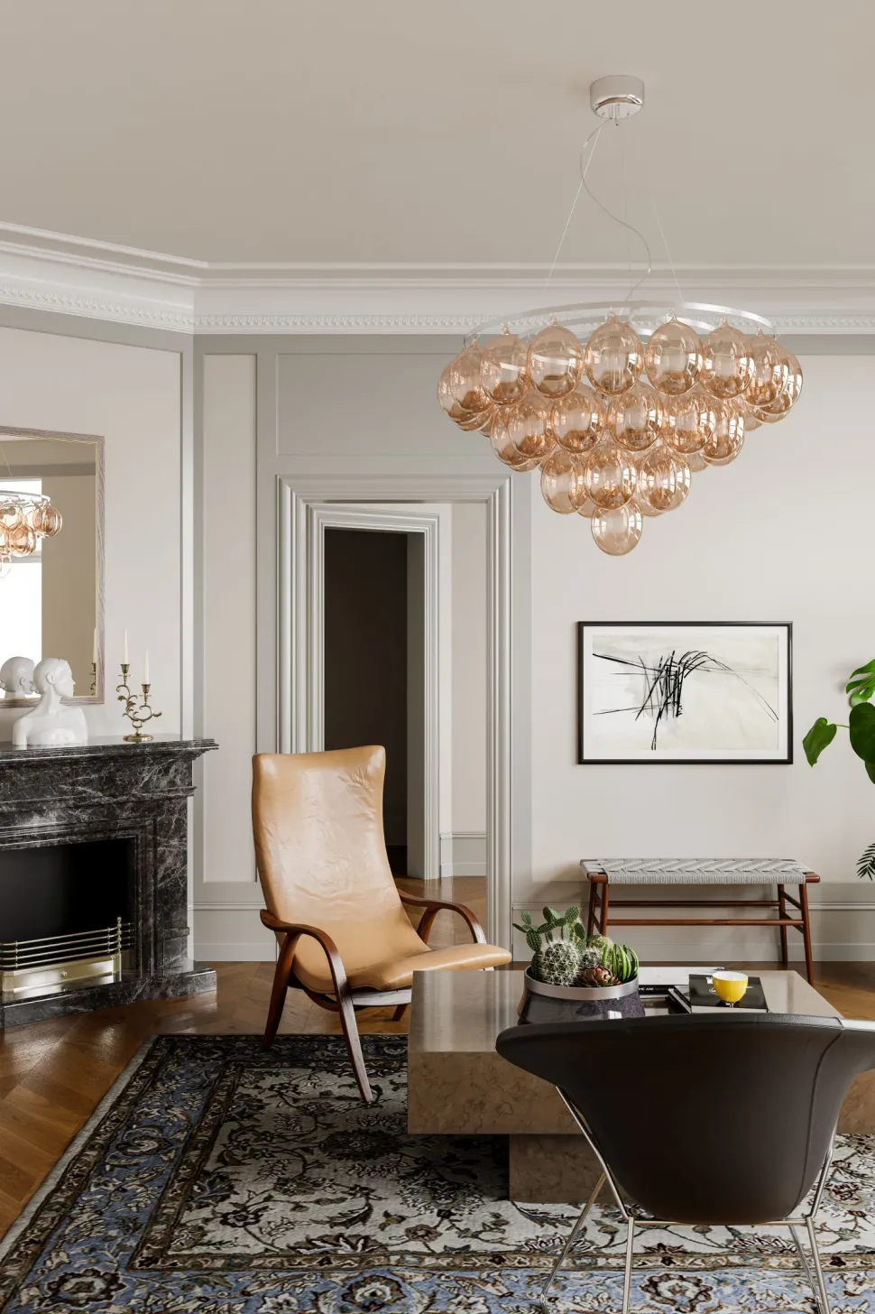 Hängeleuchte Rauchglas Metall rund Ø 100 cm 8x E27