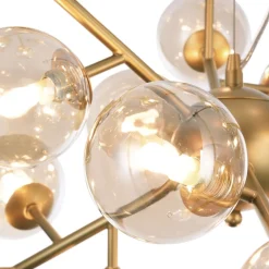 Hängeleuchte Rauchglas Metall G9 B: 65 cm Kugel Schirm