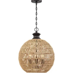 Hängeleuchte rund Ø 46,5 cm H: max. 251,4 cm Seil Schirm