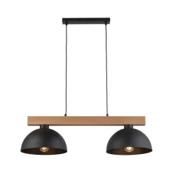 Hängeleuchte Schwarz Metall Holz länglich E27 Esszimmer