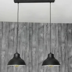 Hängeleuchte SVEN in Schwarz 2-flmg