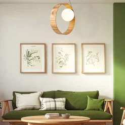 Hängeleuchte Teak Holz Furnier Glas Ø 35 cm Ring E27