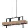 Holz Pendelleuchte Schwarz Braun L:55 cm E27 Modern