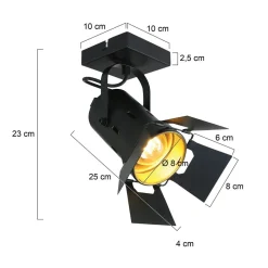 Industrial Deckenspot flexibel L:58 cm in Schwarz Gold