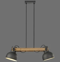 Industrial Pendelleuchte Holz Metall E27 flexibel