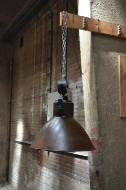 Industrie Hängelampe Braun schwenkbar Handarbeit