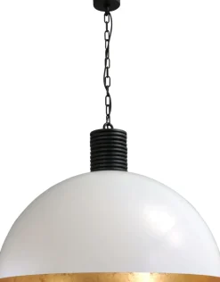 Industrie Hängeleuchte XXL Ø80cm Weiß Gold LARINO