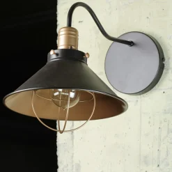 Industrie Wandlampe Schwarz Kupfer E27 T:40cm LOFT