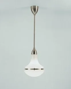 Jugendstil Hängelampe Messing Glas E27 Ø24 cm in Nickel