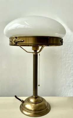Jugendstil Tischleuchte Zugschnur Messing Z17