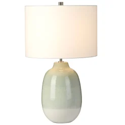 Keramik Tischlampe Creme Grün Klassisch 61cm LYSE
