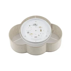 Kinderzimmer Wolkenlampe Beige Weiß Leinen B: 43 cm 2x E27