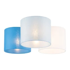 Kinderzimmerlampe Blau Weiß 3-flammig Stoff E27 Decke