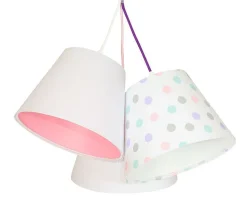 Kinderzimmerlampe SAMY Weiß Rosa gepunktet 3-flmg