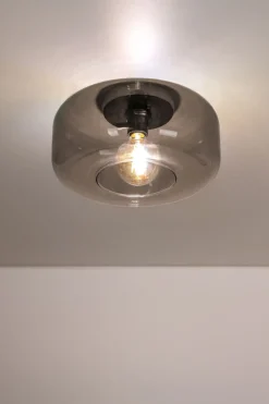 Kleine Deckenlampe Rauchglas rund Ø 35 cm E27 blendarm