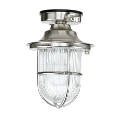 Kleine Deckenleuchte außen E27 Messing Riffelglas Maritim