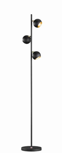 Kleine Stehlampe Metall G9 155 cm hoch in Schwarz Gold