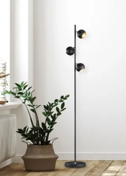 Kleine Stehlampe Metall G9 155 cm hoch in Schwarz Gold