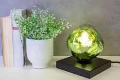 Kleine Tischleuchte E14 Schwarz Grün 17,5 cm dekorativ