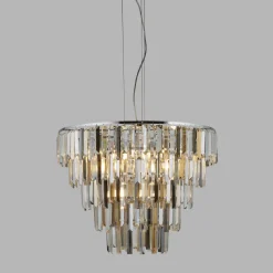 Kronleuchter Art Déco Ø 65 cm Kristall Rauchglas 9x E14