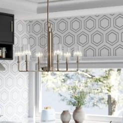 Kronleuchter Art Déco Metall Glas B: 68,6 cm H: max. 169,8 cm