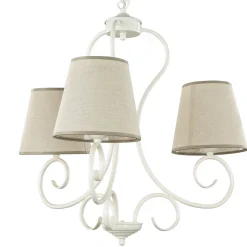 Kronleuchter Beige Landhaus Stoff Esstisch Lampe