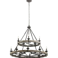 Kronleuchter CAMELOT 8 in Zink Holz 15-flmg Ø110cm