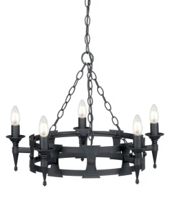 Kronleuchter CAMELOT 7 Schwarz kürzbar Ø52cm Lampe