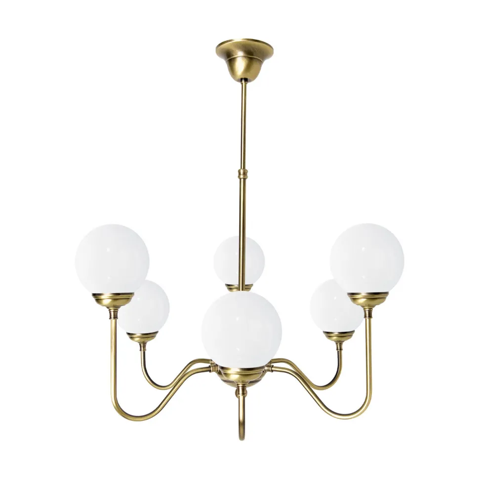 Kronleuchter 6-flammig E14 in Bronze hell glänzend Weiß