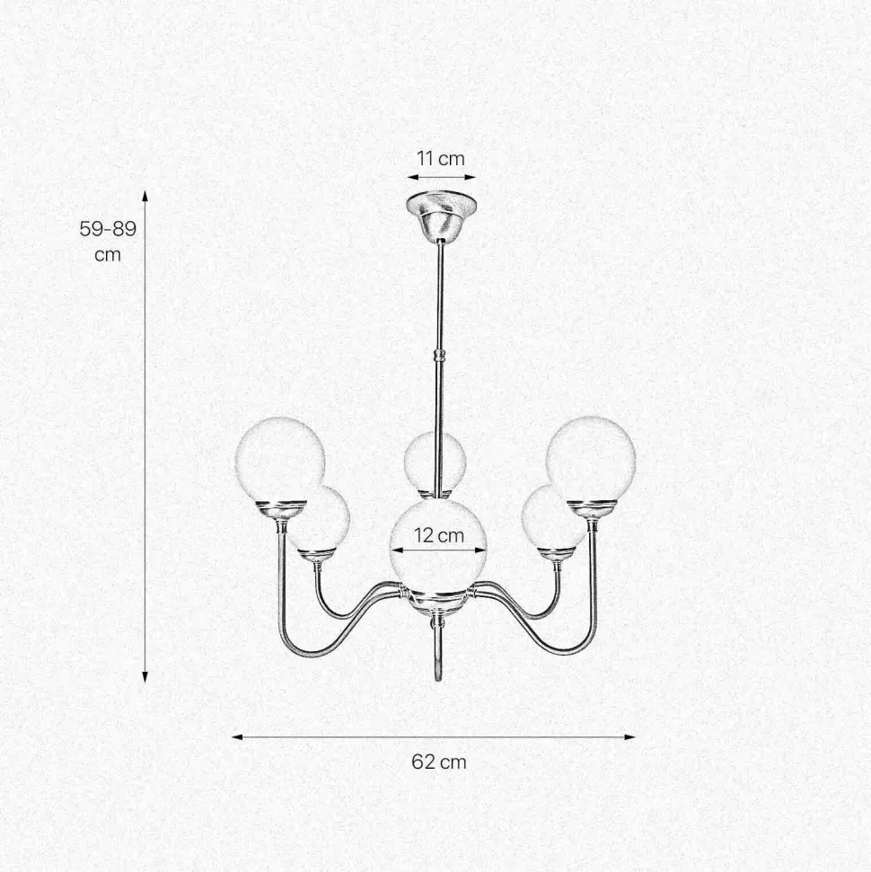 Kronleuchter 6-flammig E14 in Bronze hell glänzend Weiß