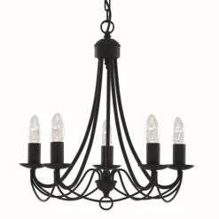 Kronleuchter in matt Schwarz 5-flmg.