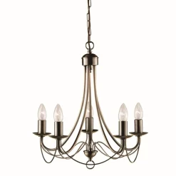 Kronleuchter in Messing Antik 5-flmg.