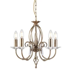 Kronleuchter in Messing antik mit Kristall Esstisch