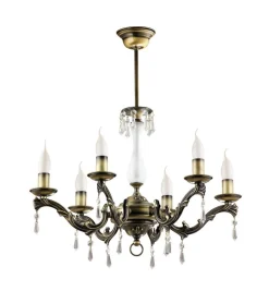 Kronleuchter in Messing antik Kristall TERRI Lampe