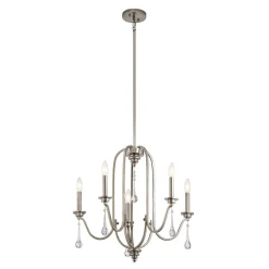 Kronleuchter Kristall Metall 61 cm breit 5x E14 Klassisch