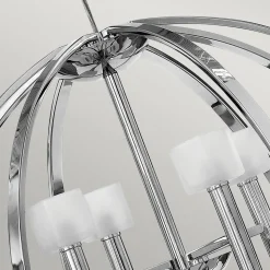 Kronleuchter LED G9 rund D: 71,3 cm Metall Glas in Chrom Weiß