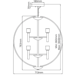 Kronleuchter LED G9 rund D: 71,3 cm Metall Glas in Chrom Weiß