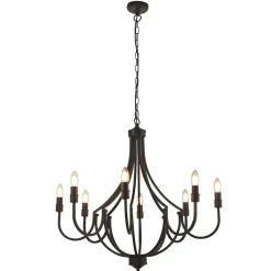 Kronleuchter Metall Ø 75 cm 8-flammig E14 Schwarz Rustikal