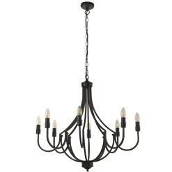 Kronleuchter Metall Ø 75 cm 8-flammig E14 Schwarz Rustikal