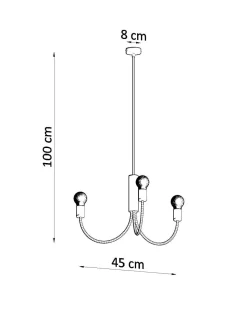 Kronleuchter Metall Ø 45 cm 3-flammig Retro Schwarz