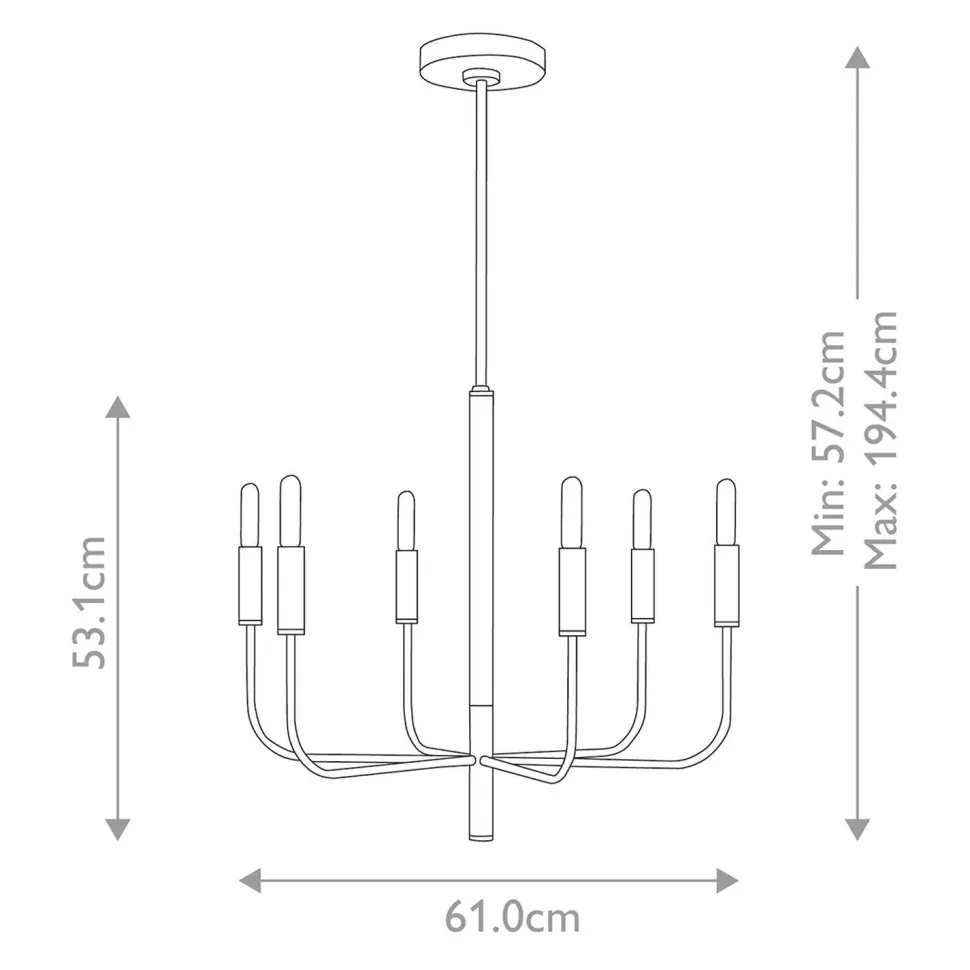 Kronleuchter Metall E14 61 cm breit höhenverstellbar