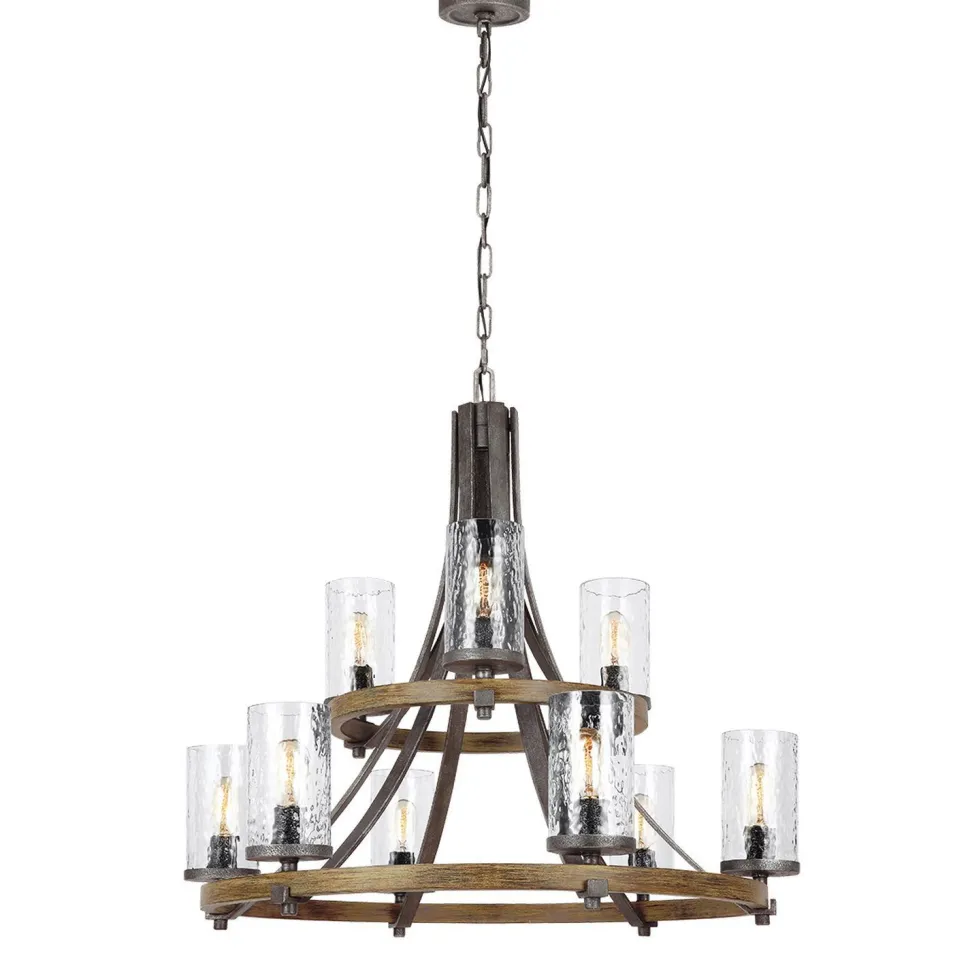 Kronleuchter Metall Glas E27 Ø 82,9 cm groß Rustikal