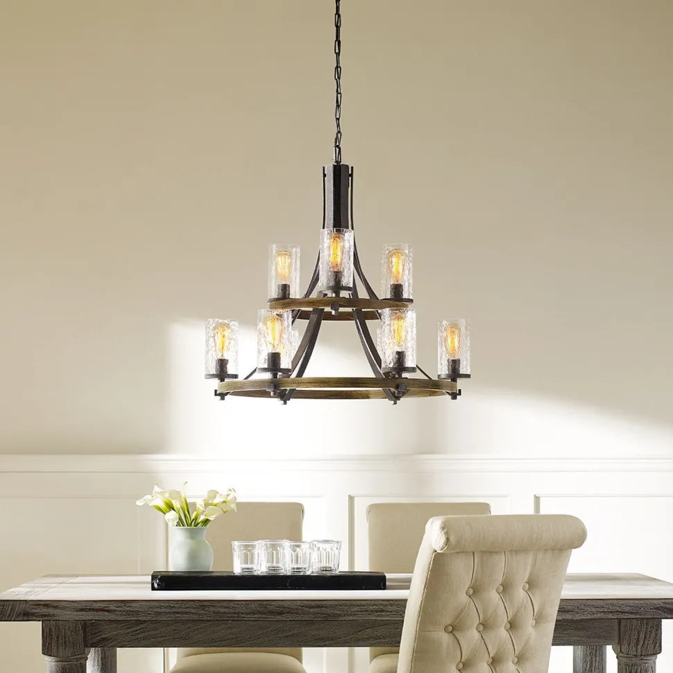 Kronleuchter Metall Glas E27 Ø 82,9 cm groß Rustikal