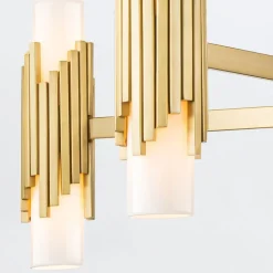 Kronleuchter Metall Glas E14 B: 106,7 cm in Messing antik Weiß