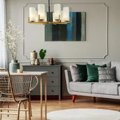 Kronleuchter Metall Glas B: 76 cm E27 Modern KAYA