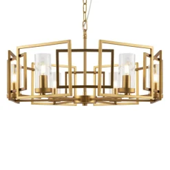 Kronleuchter Metall Glas E14 D: 65,6 cm in Gold rund