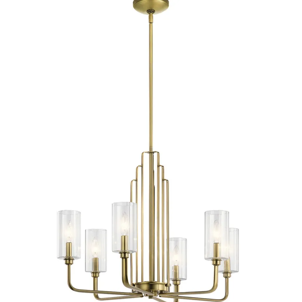 Kronleuchter Metall Glas B: 68,6 cm Art Déco in Messing CLAVA